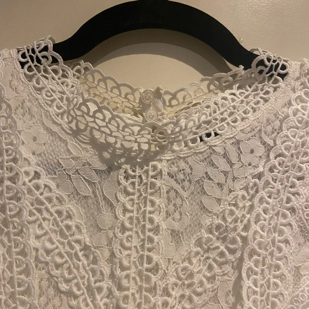 NWT Lulu's High-Neck White Lace Tank Mini Dress - Picture 7 of 11